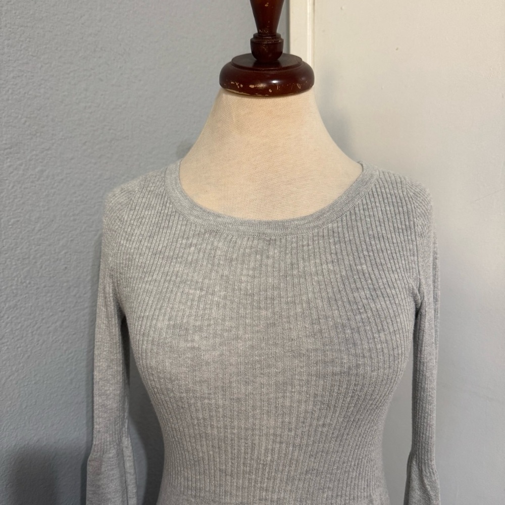 American Eagle Outfitters Women Light Gray Long Sleeve Fit & Flare Dress Size S - Picture 4 of 17